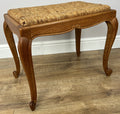 Footstool Vintage French Louis Style Oak Table Rush Seat Carved Stool LOT 62131