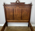 Bed Antique French Style Oak Double Bed Frame Carved Headboard LOT 60949