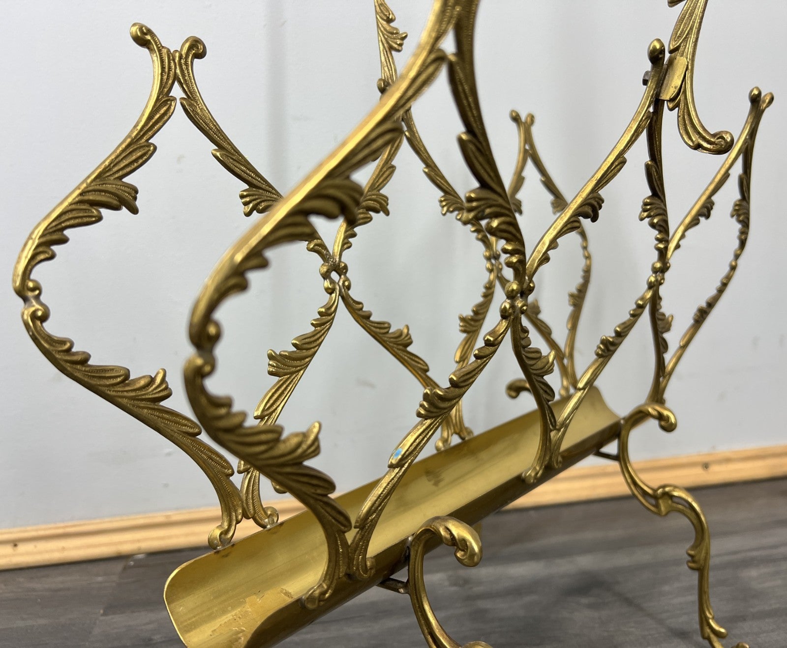 Newspaper Rack Vintage French Style Brass Magazine Stand LOT 46335