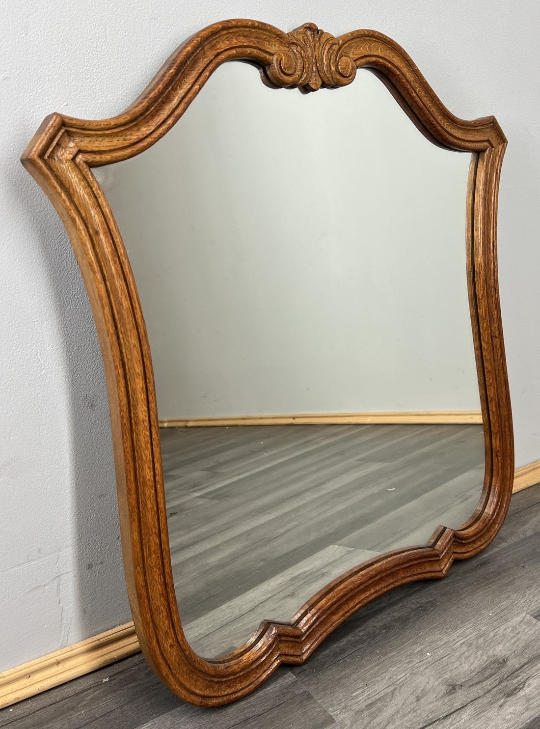 Vintage French Oak Wall Mirror with Carved Frame Ornate Wall Decor LOT 45260