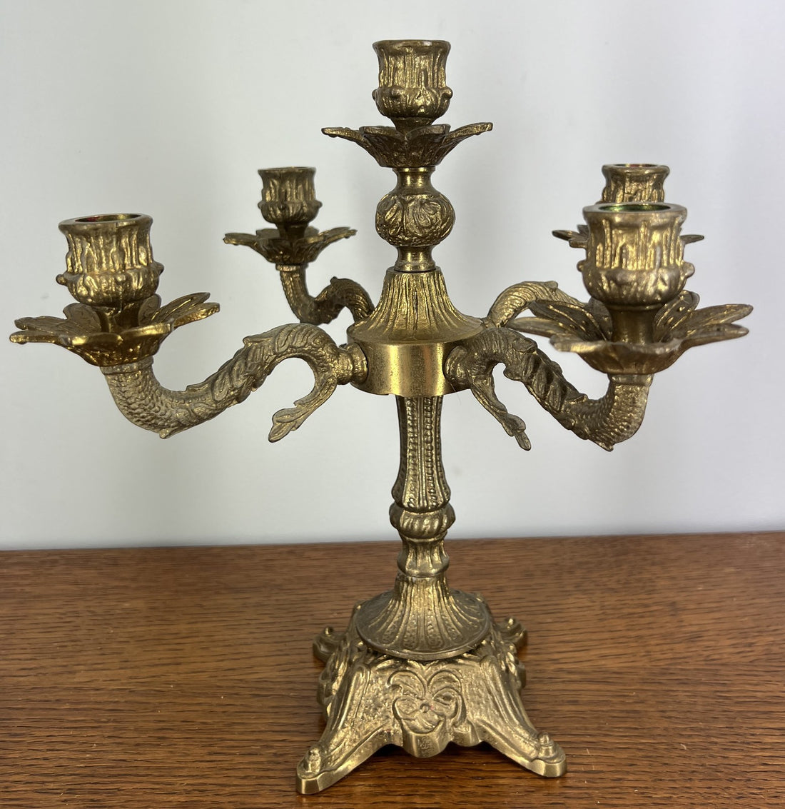 Candelabra Vintage Ornate Brass Five Arm Candle Holder LOT 4032