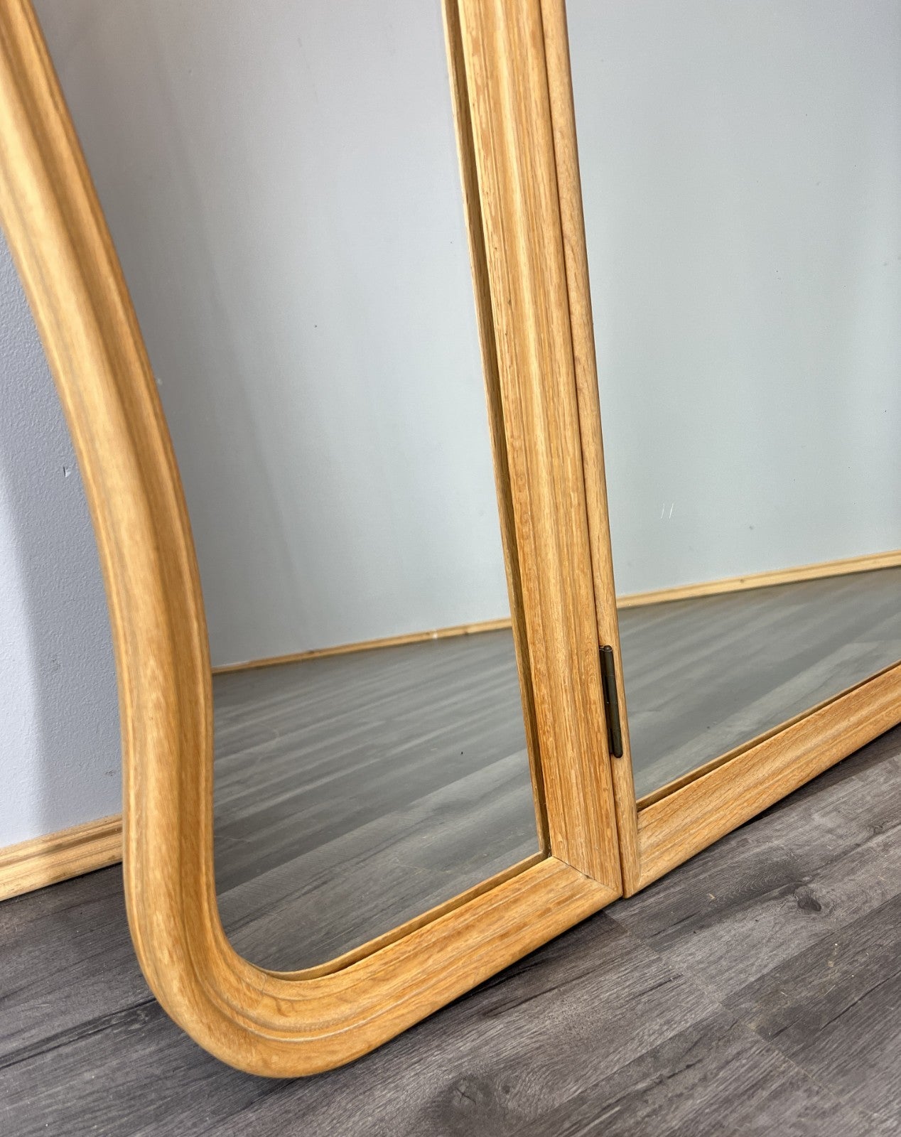 Mirror Vintage French Style Oak Triple Dressing Mirror Curved Frame LOT 40812
