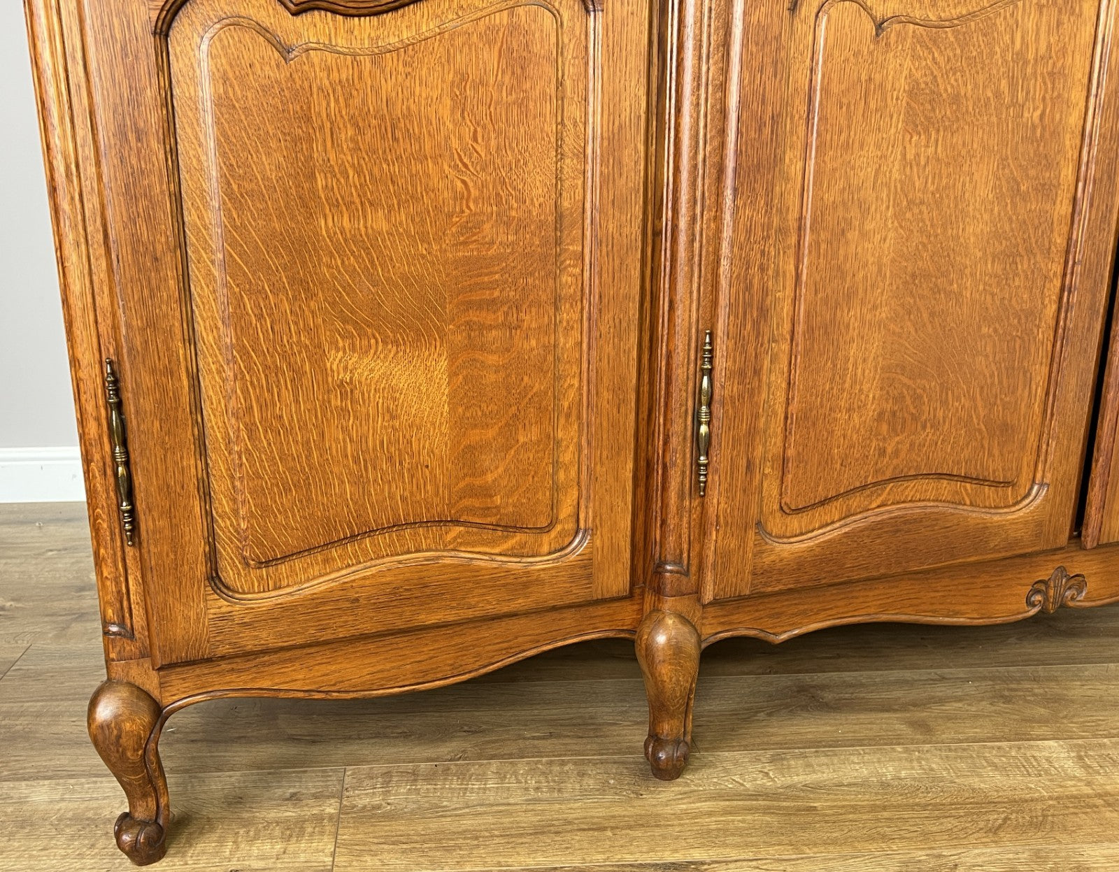 Wardrobe Vintage French Louis XVI Style Oak Four Door Carved Armoire LOT 61107