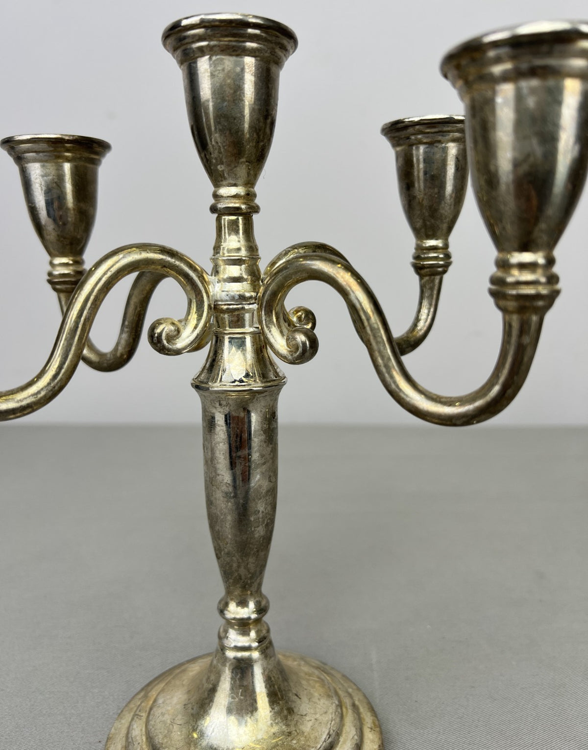 Pair of Candelabras Vintage French Style Metal Five Arm Candle Holders LOT 6482
