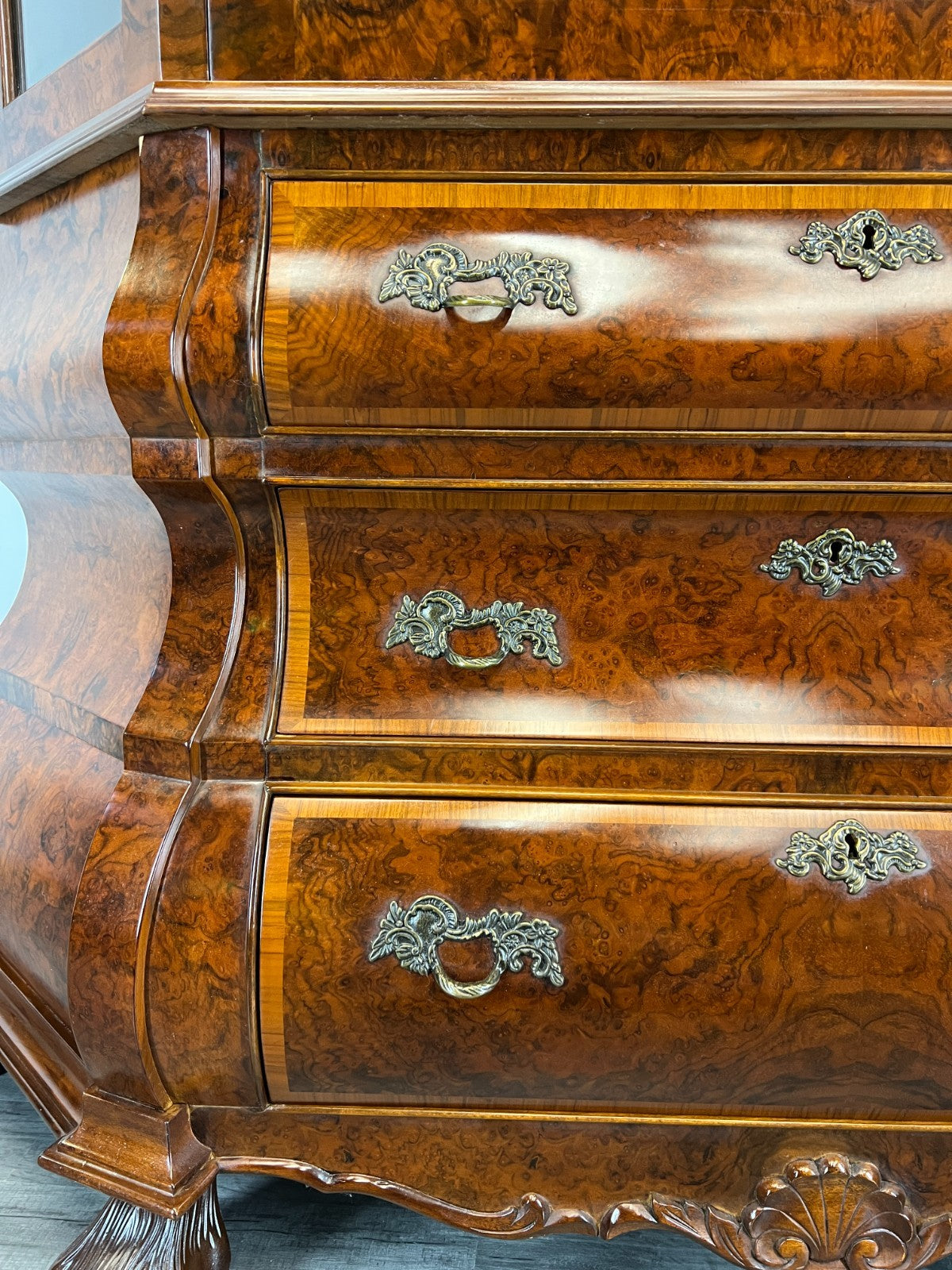 Bookcase Vintage French Carved Glass Doors Sideboard Drawers Cabinet LOT 44909