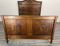 Bed Antique French Style Double Bed Wood Frame Carved Headboard LOT 32391