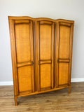 Wardrobe Vintage French Louis Oak Triple Door Carved Armoire Cabinet LOT 6534