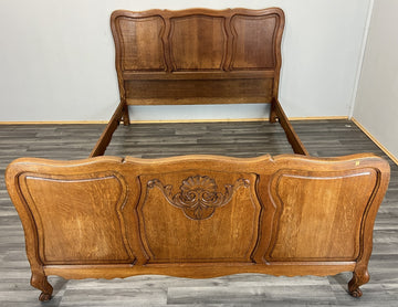 Bed Vintage French Louis XVI Double Bed Frame Oak Carved Headboard LOT 47040