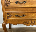 Chest of Drawers Vintage French Louis Oak 2 Drawers Carved Cabinet LOT 62326
