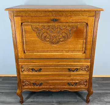 Cabinet Vintage French Louis XIV Style Writing Bureau Carved Sideboard LOT 35260