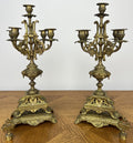 Pair of Candelabra Antique French Style Brass Five Arm Candle Holders LOT 60252