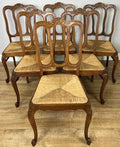 Dining Chairs Vintage French Louis Style Oak Rush Seat Set of 6 Chairs LOT 63480