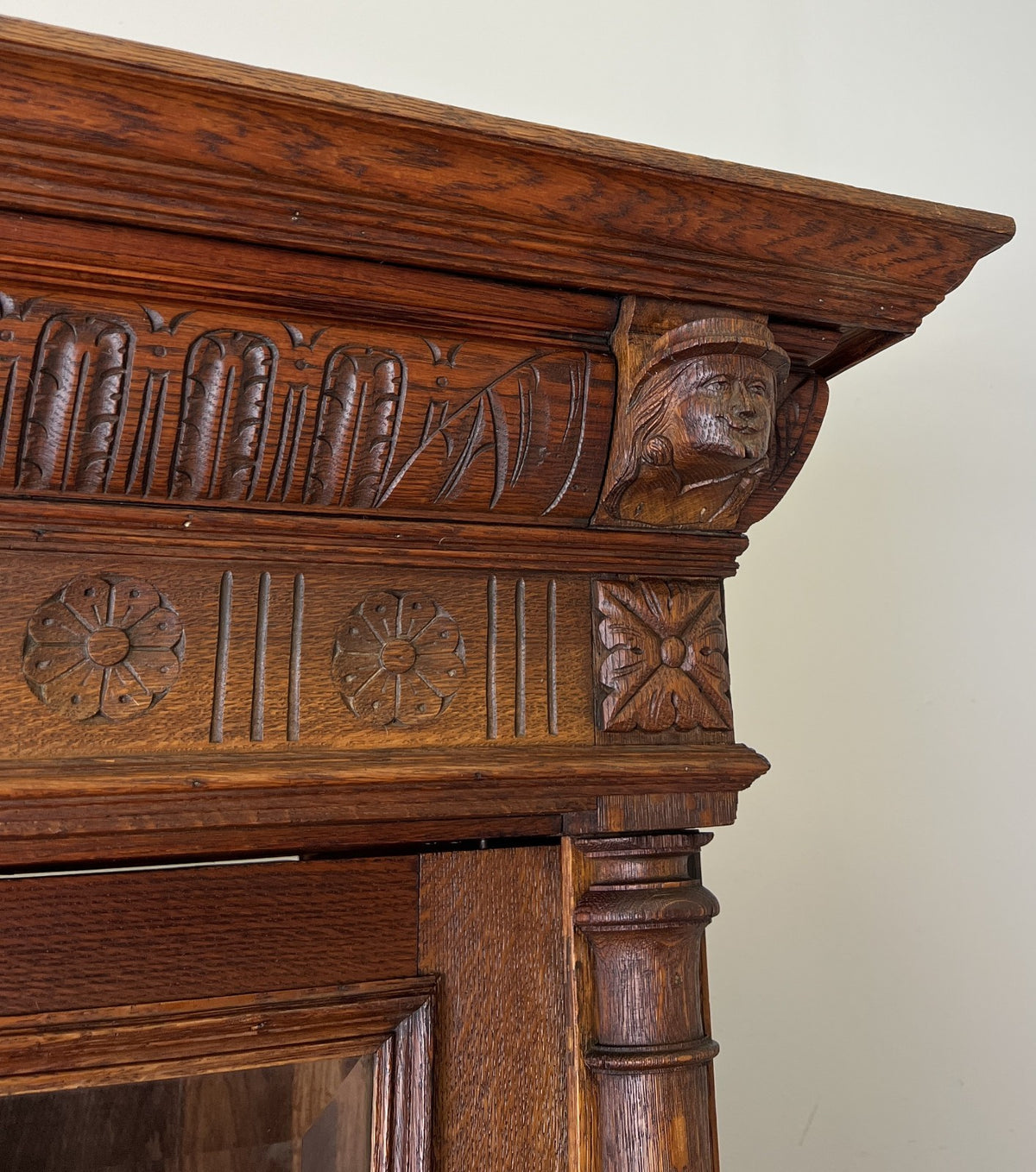 Bookcase Antique French Style Glazed Display Oak Cabinet Sideboard LOT 6513
