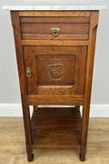 Bedside Table Antique French Style Marble Top Oak Cabinet Nightstand LOT 62441