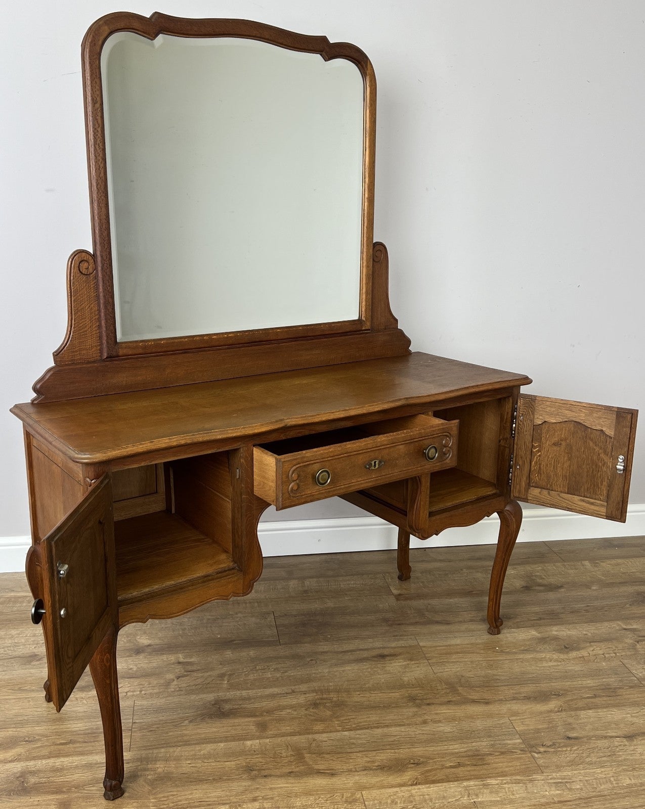 Dressing Table with Mirror Vintage French Oak Louis Vanity Table Makeup LOT 631714
