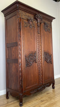 Wardrobe Antique French Style Walnut Two Door Carved Armoire LOT 6499