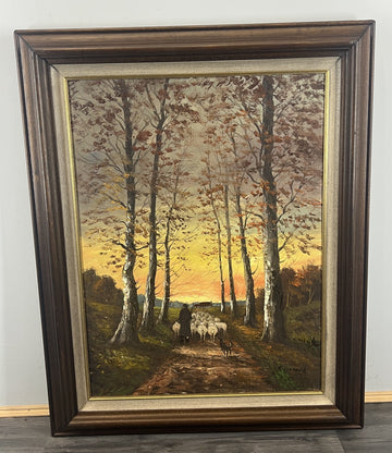 Vintage French Oil Painting Landscape Signed Framed Nature Art LOT 46270