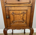 Bedside Table Antique French Marble Top Oak Cabinet Carved Cupboard LOT 63945
