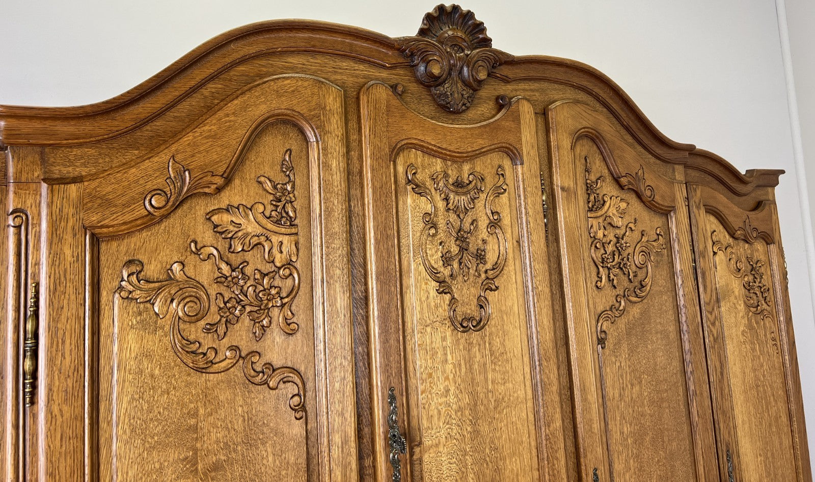 Wardrobe Vintage French Louis XVI Style Five Door Oak Carved Armoire LOT 61254