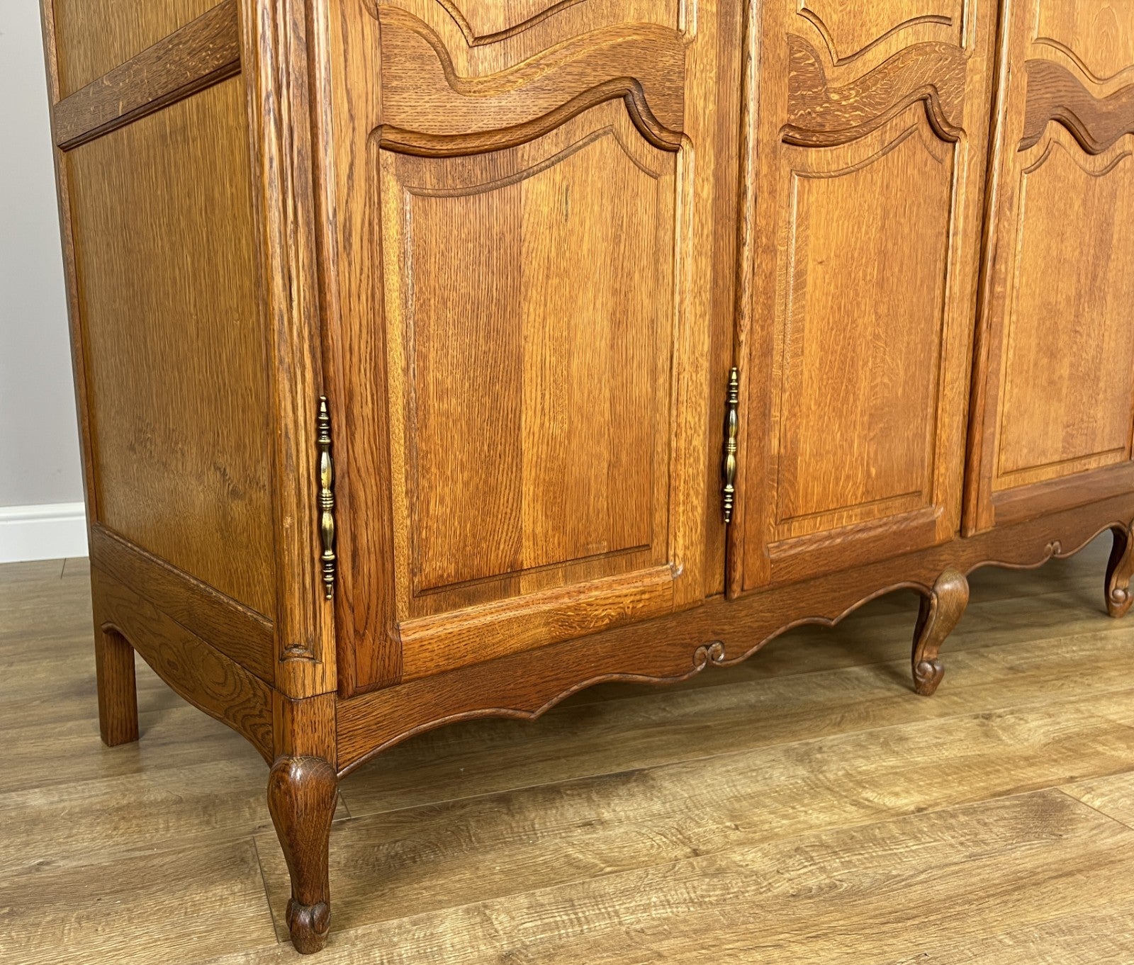 Wardrobe Vintage French Louis XVI Style Oak Five Door Carved Armoire LOT 63974