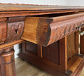 Desk Antique French Style Oak Double Sided Carved Pedestal Desk LOT 6514