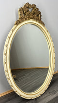 Vintage French Shabby Chic Carved Wall Mirror Ornate Oval Wall Frame LOT 45065
