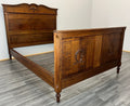 Bed Antique French Style Double Bed Wood Frame Carved Headboard LOT 32392