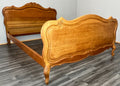 Bed Frame Vintage French Louis XVI Style Oak Double Carved Panel LOT 4108