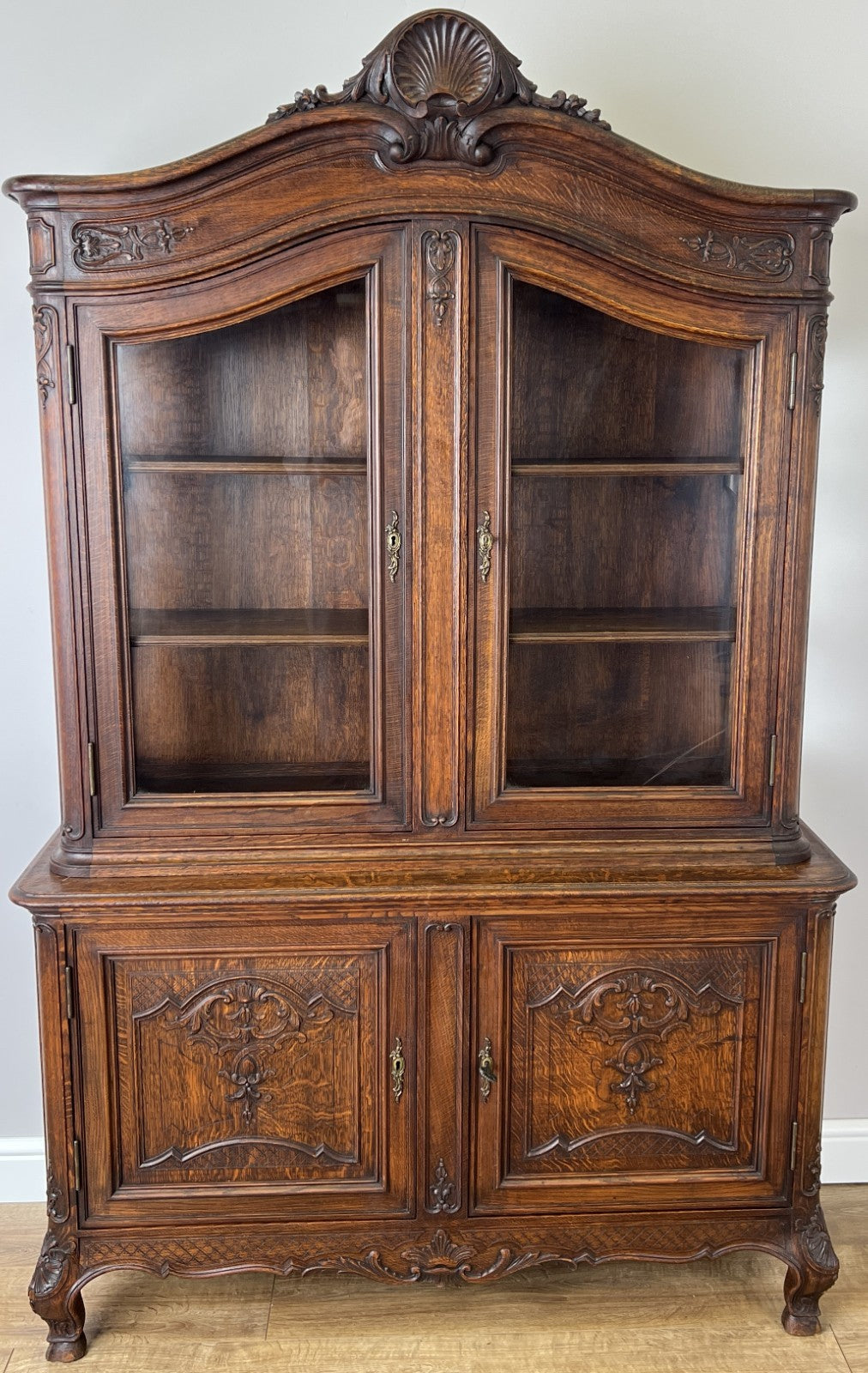 Bookcase Antique French Louis XVI Oak Display Cabinet Carved Sideboard LOT 61490