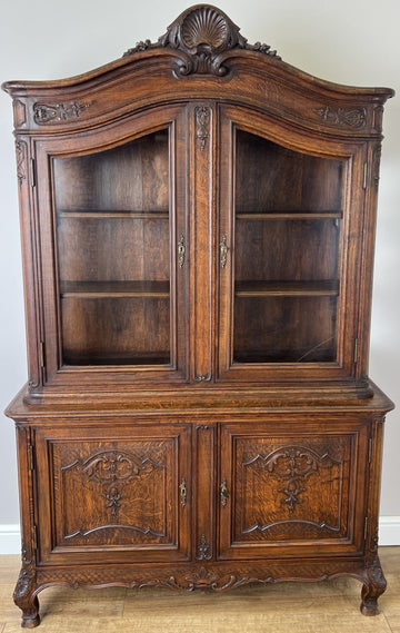 Bookcase Antique French Louis XVI Oak Display Cabinet Carved Sideboard LOT 61490