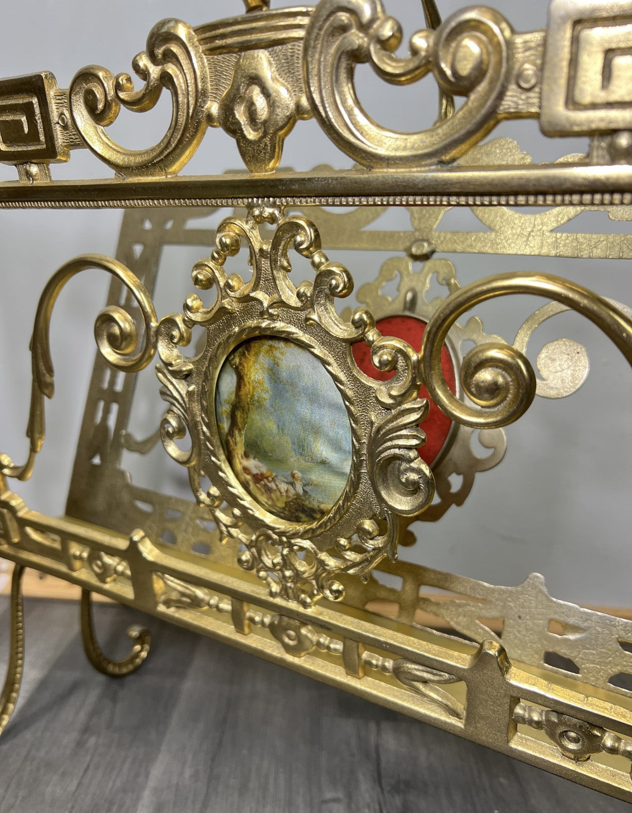 Newspaper Rack Vintage French Brass Ornate Freestanding Holder LOT 46824