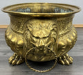 Planter Brass Big Vintage French  Lion Head Jardinière Footed Bowl LOT 42509