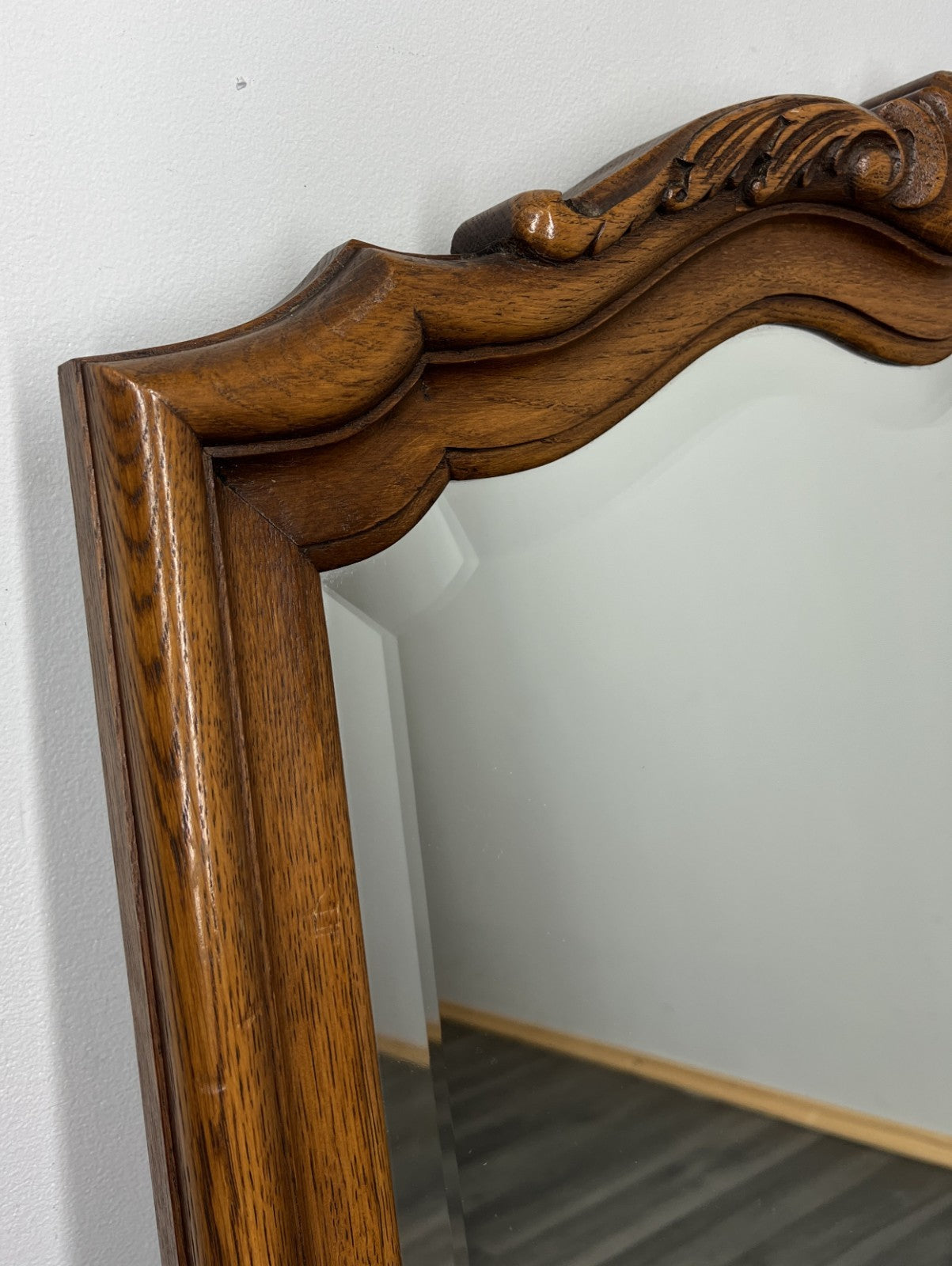 Vintage French Style Carved Oak Wall Mirror Ornate Wall Frame LOT 45373