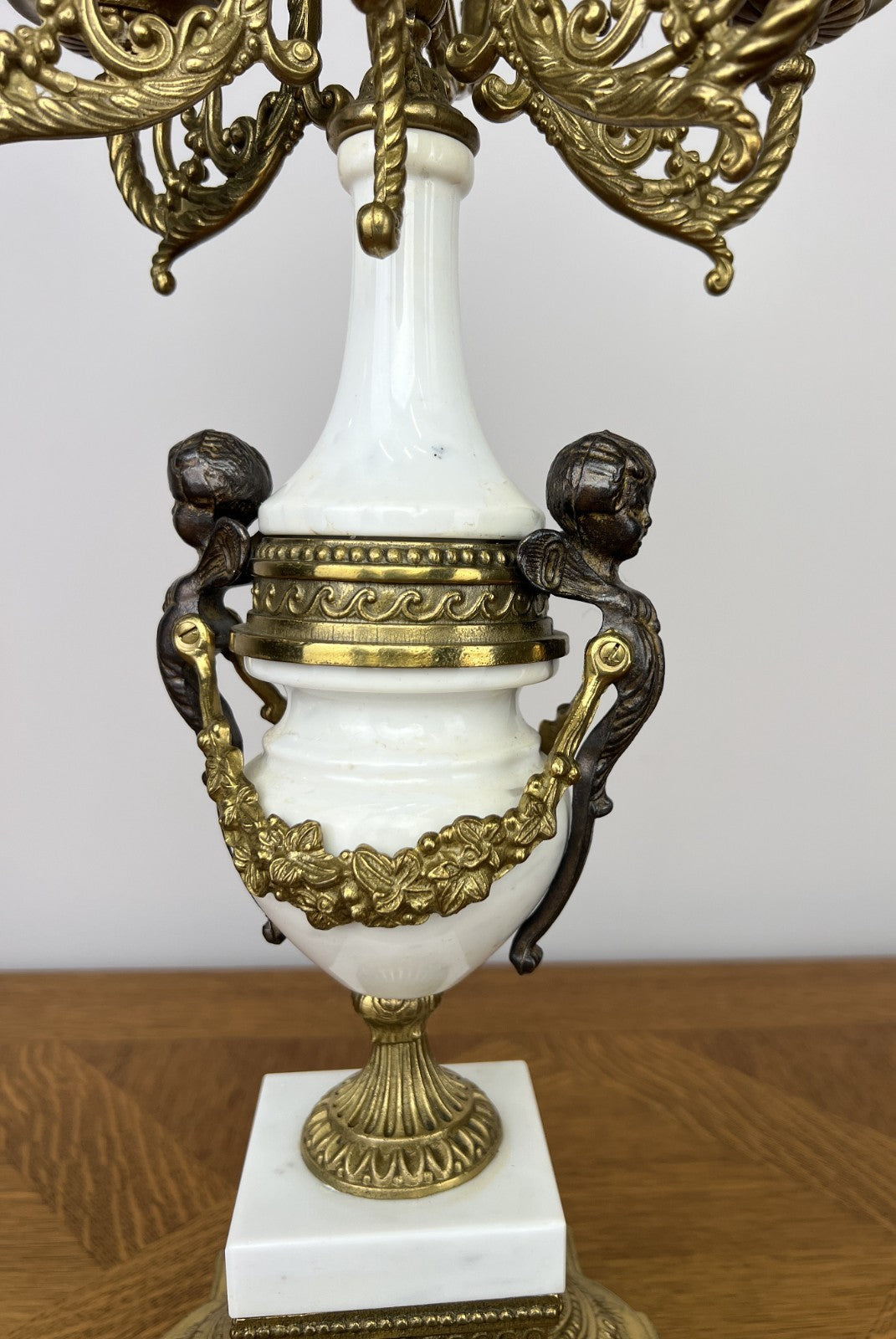 Clock Antique Louis XV Brass Marble Garniture Set With Candelabras LOT 602619
