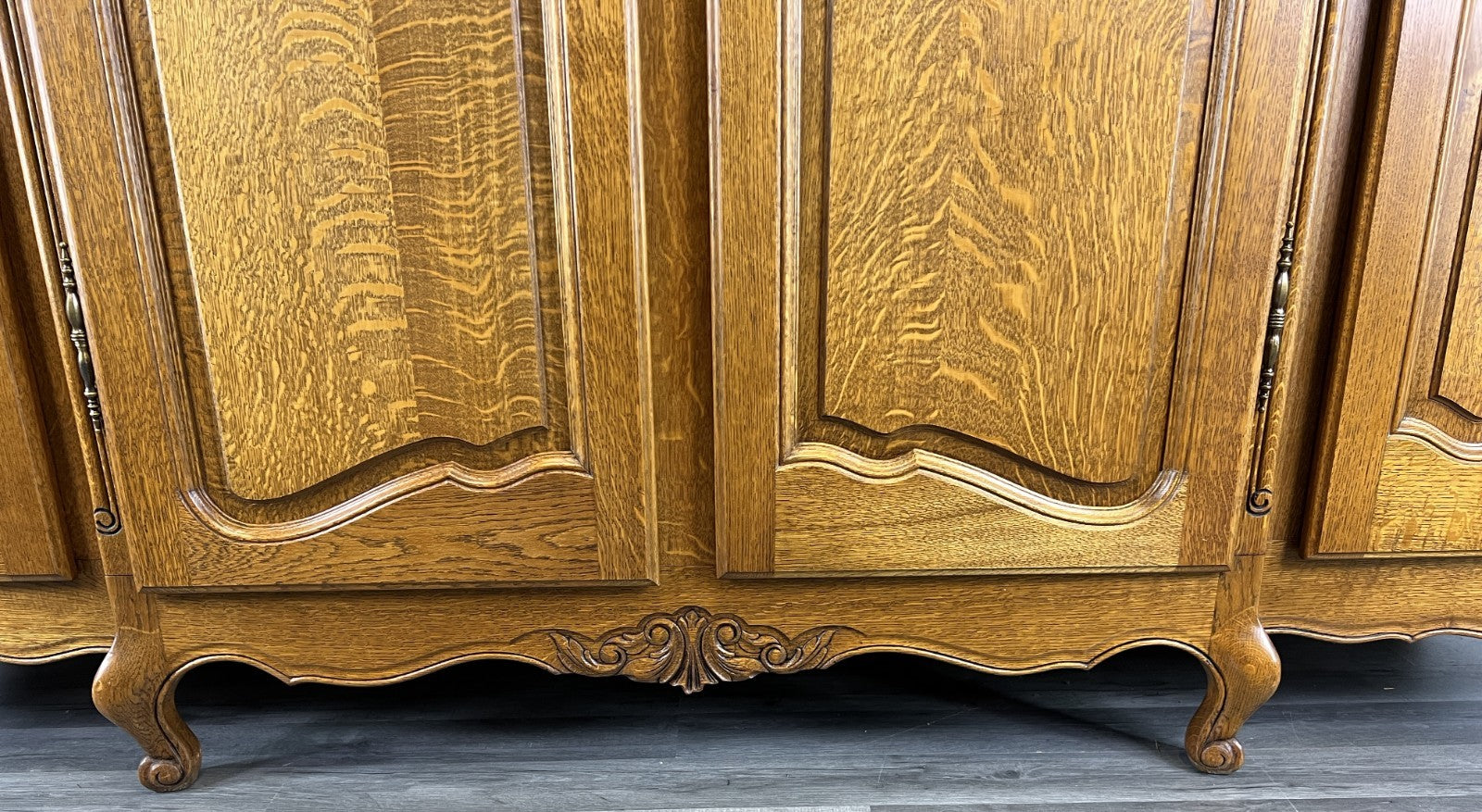 Wardrobe Vintage French Louis XVI Style Oak Four Door Armoire LOT 48126