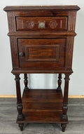 Bedside Table Antique French Oak Marble Top Cabinet Nightstand LOT 48062
