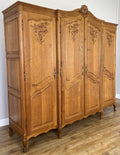 Wardrobe Vintage French Louis XVI Style Oak Four Door Carved Armoire LOT 63861