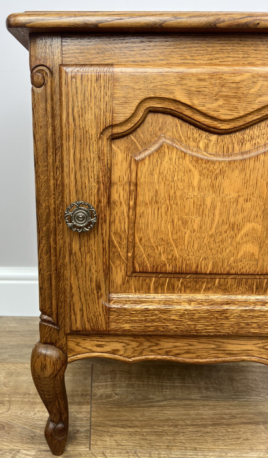 Pair of Bedside Tables Vintage French Louis Oak Nightstands Cabinets LOT 62176