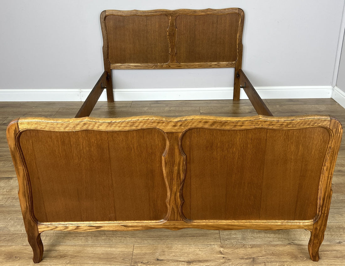 Bed Vintage French Louis XVI Double Bed Frame Oak Carved Headboard LOT 63960