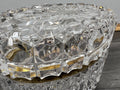 Vintage French Crystal Box Cut Glass with Brass Trim Oval Trinket Dish LOT 44128