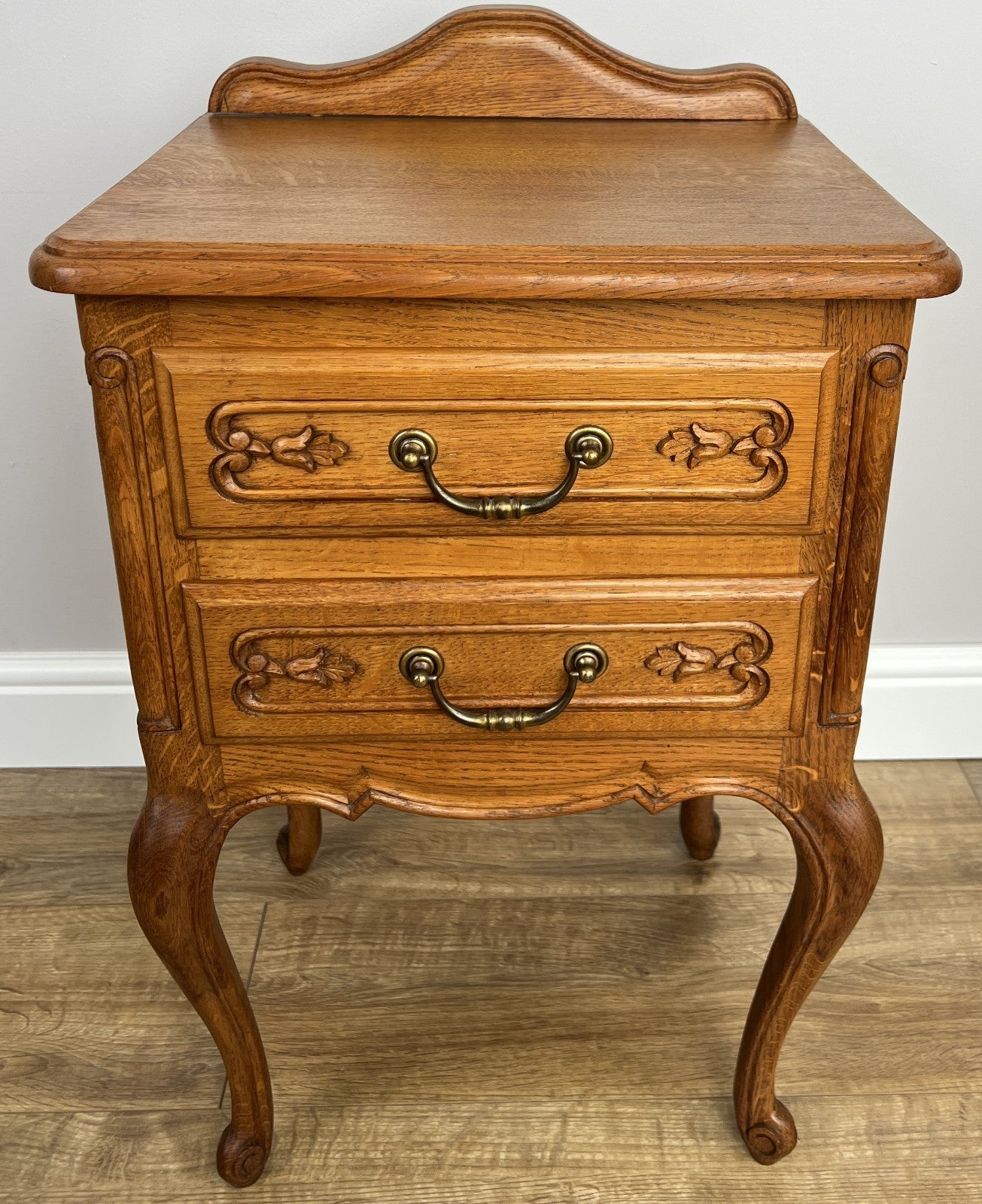 Pair of  Bedside Tables Vintage French Louis Oak Nightstands Cabinets LOT 48662