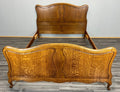 Bed Vintage French Louis XVI Oak Double Bed Frame Carved Headboard LOT 36990