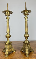 Candleholders Vintage French Brass Pair Tall Classical Candlesticks LOT 46731