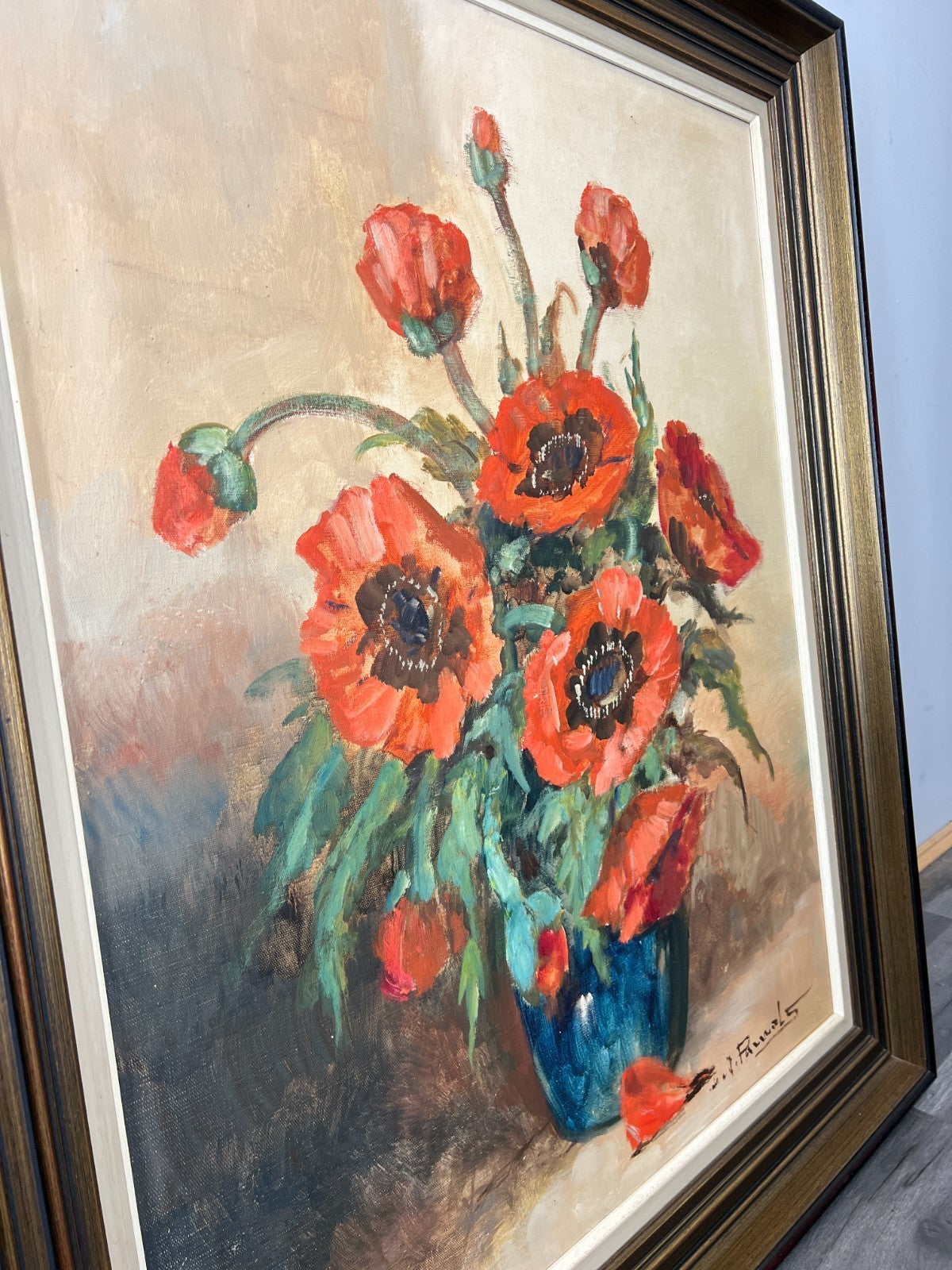 Vintage French Painting Floral Still Life Framed Artwork Signed LOT 46302