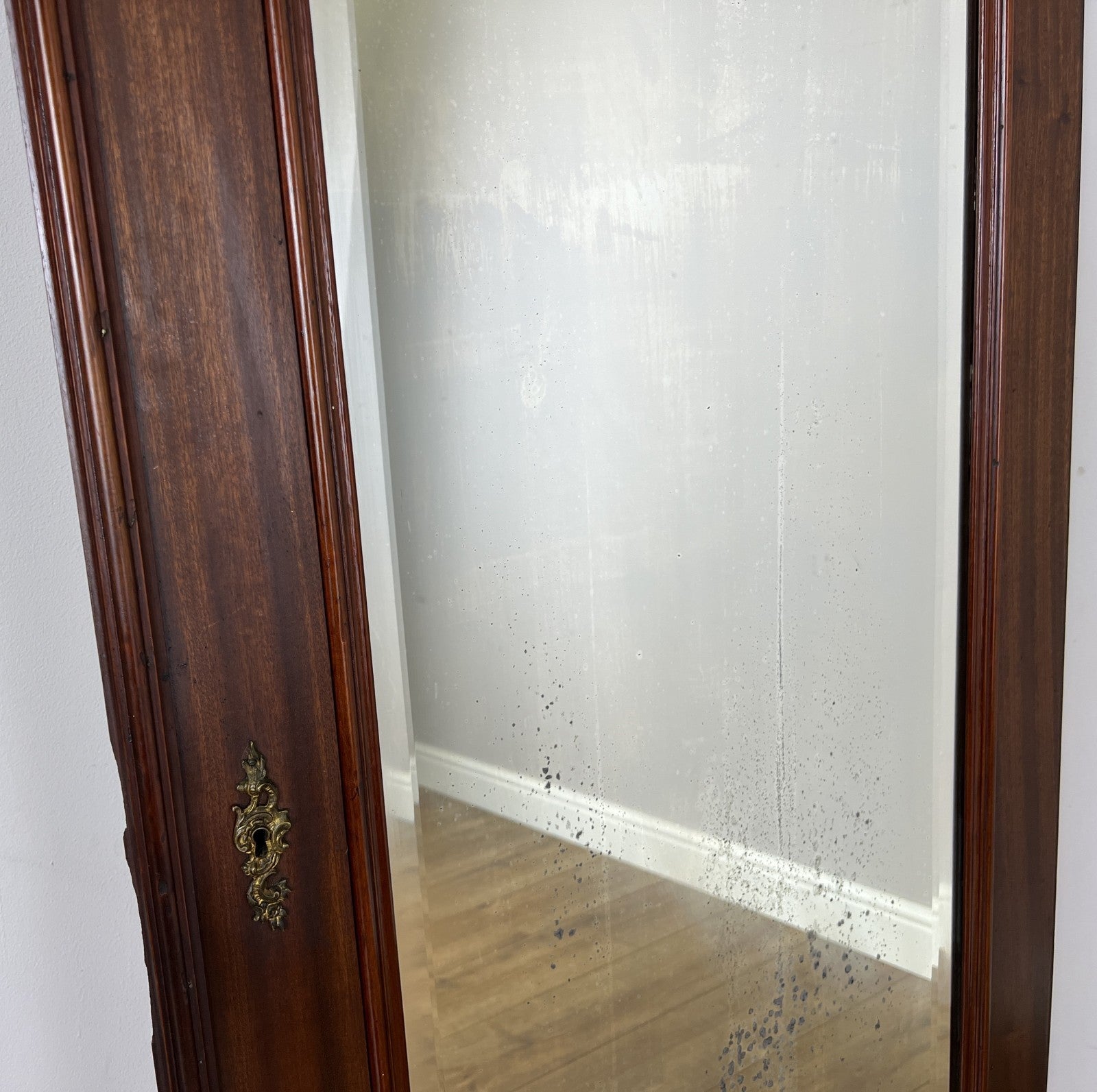 Mirror Antique French Style Oak Carved Wardrobe Mirror Shaped Frame LOT 61922