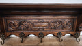French Vintage Coat Rack Oak 5 Hooks Wall Shelf Carved Coat Hanger LOT 49984