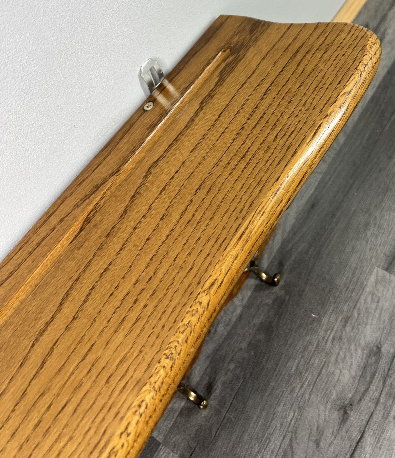 French Vintage Style Coat Rack Oak 5 Hooks Ornate Wall Shelf Coat LOT 47249
