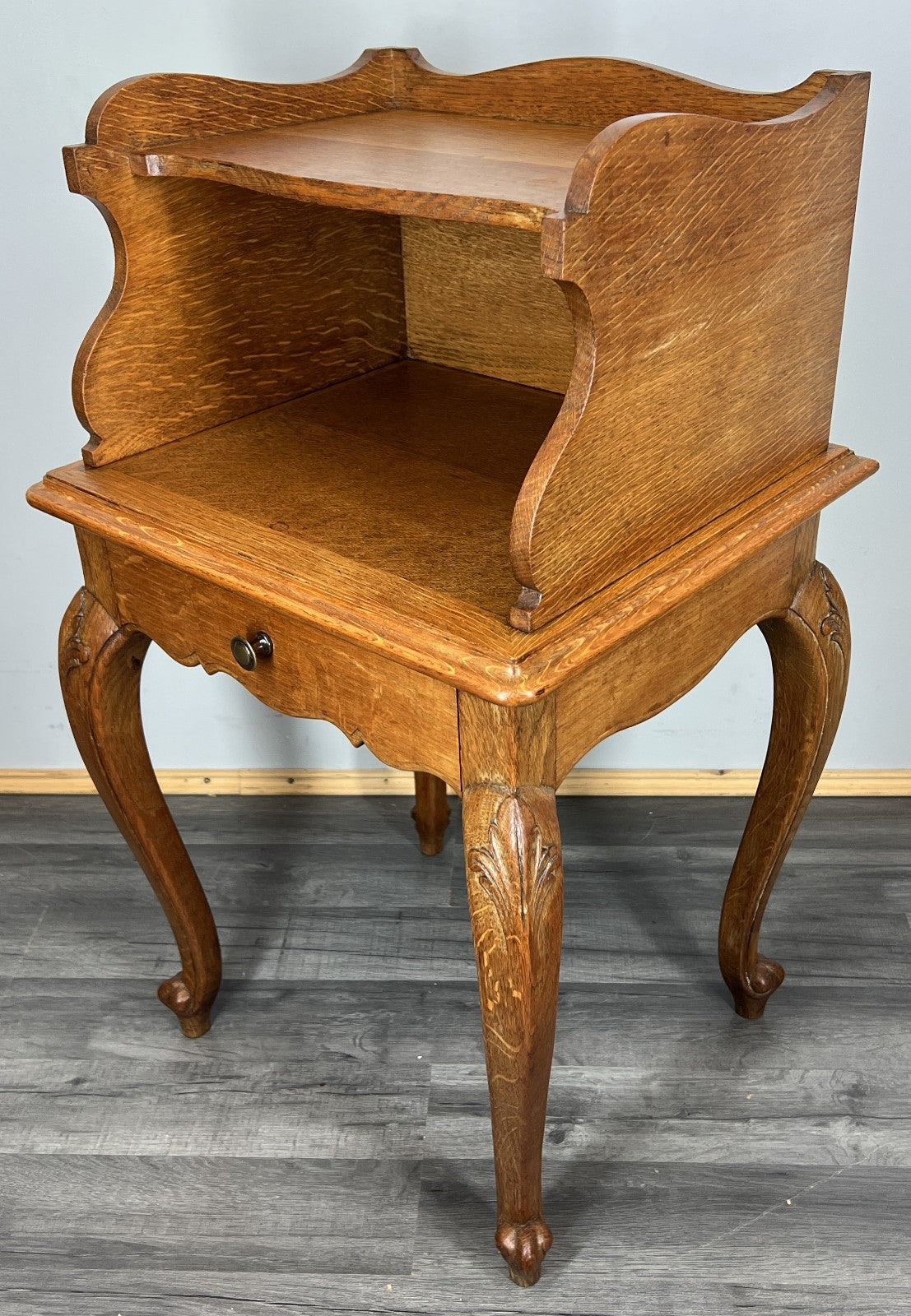 Pair of Bedside Tables Vintage French Louis Oak Cabinets with Drawers LOT 44477
