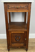 Bedside Table Antique French Style Marble Top Oak Cabinet Nightstand LOT 62400