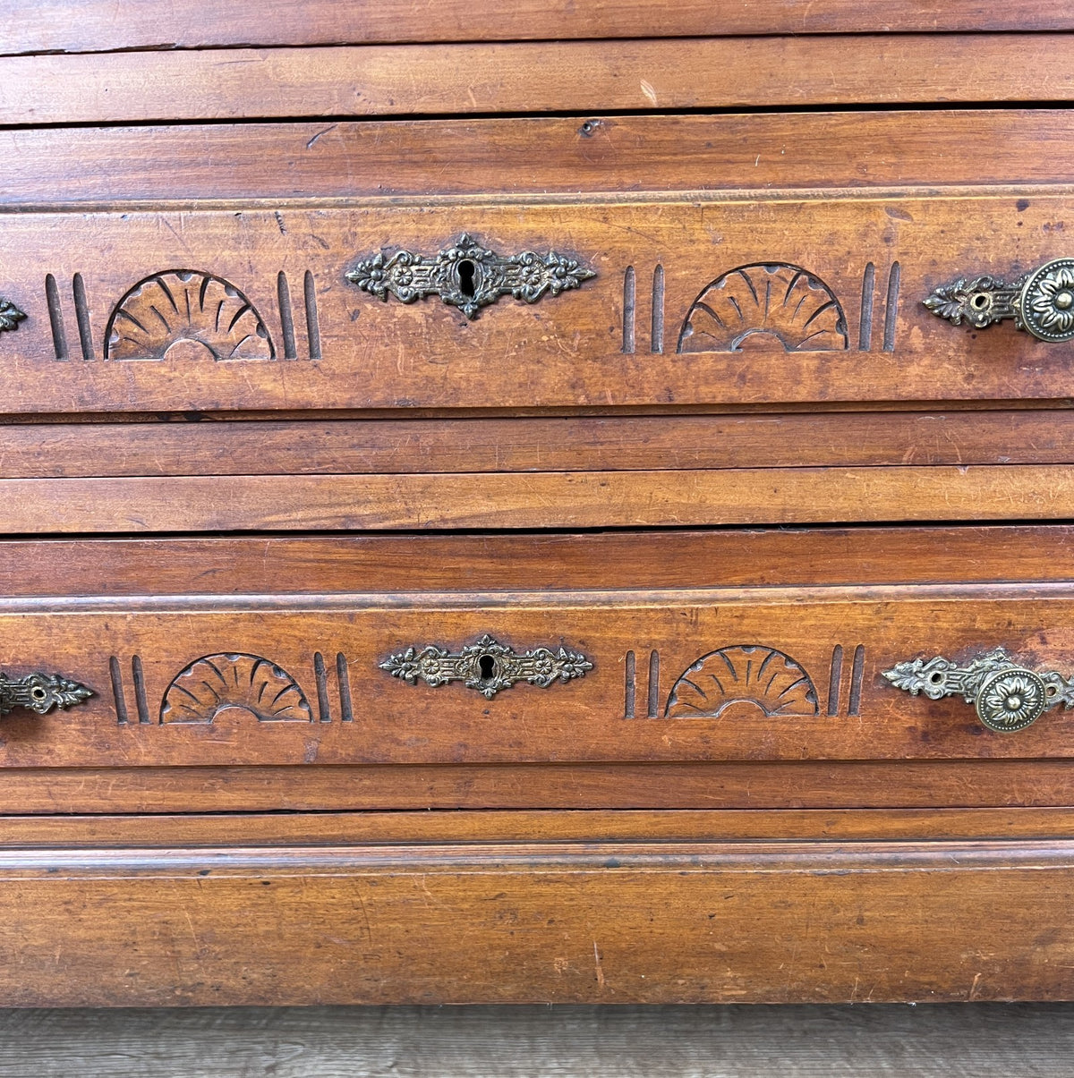Chest of Drawers Antique French Walnut Marble Top Five Drawer Cabinet LOT 64496